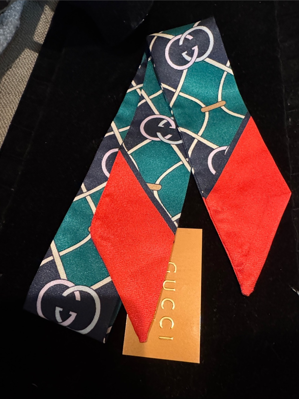 NEW GG 100% Silk Twillie Scarf Tie - Picture 2 of 7